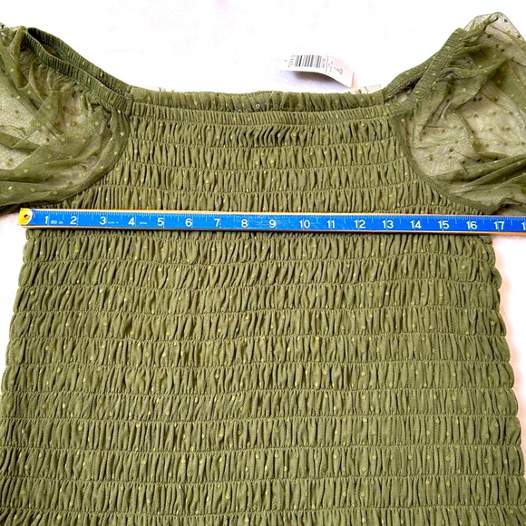 Torrid Dot Mesh Square Neck Smocked Crop Top - Picture 7 of 8